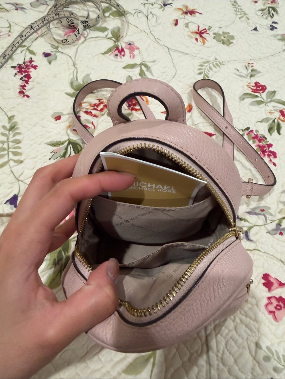 Michael Kors Powder Blush Mini Pebbled Leather Backpack - Picture 3 of 5